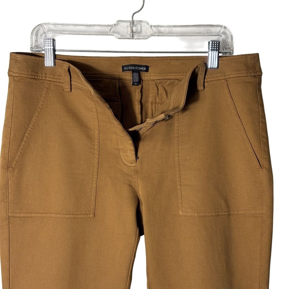 Eileen Fisher Clay Organic Cotton Straight-Leg Pants With Front Patch Pockets - Picture 4 of 14